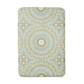 Aardse Mandala in groen, goud en zacht blauw Badmat (Voorkant Verticaal)
