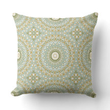 Aardse Mandala in Groen, Goud en Zachtblauw