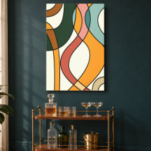 Aardse Mid Century Moderne Abstracte Kunst