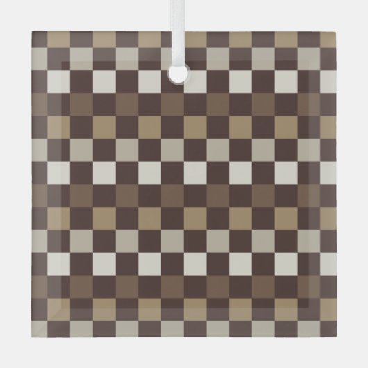 Aardse mineralen schaakbordpatroon glas ornament (Voorkant)