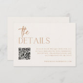 Aardse minimale bruiloft details QR-code Informatiekaartje (Voorkant / Achterkant)