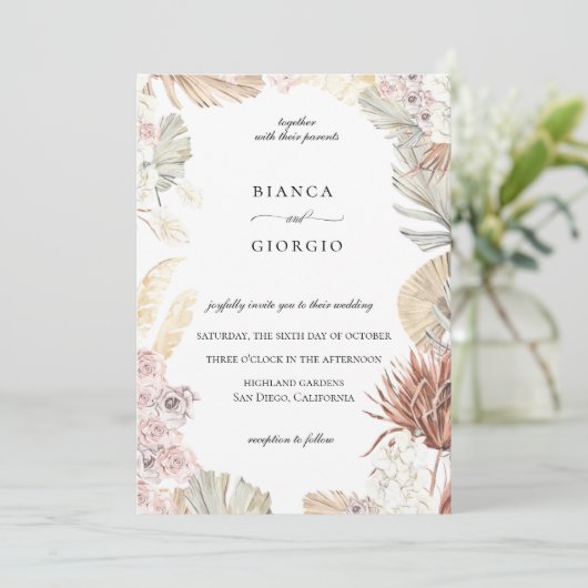 Aardse Oerwoud Foliage Lijst bruiloft uitnodiging (Staand voorkant)