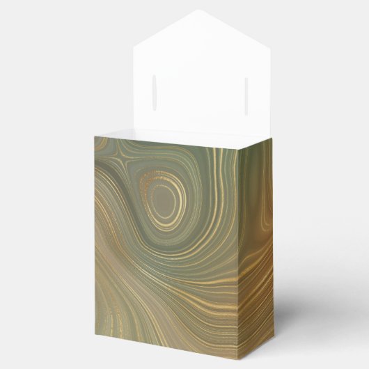 Aardse Olijf Strata | Groen en Goud Inkt Agaat Bedankdoosjes (Geopend)