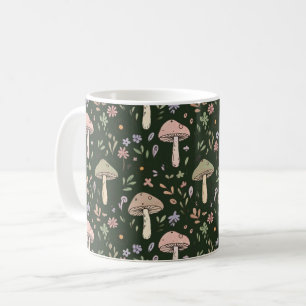 Aardse Olijfgroene Schimmel Naadloos Patroon Rusti Koffiemok