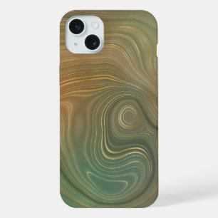 Aardse olijfstrata   Groene en Gouden Inkt Agaat iPhone 15 Plus Case
