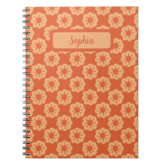 Aardse Oranje Met de Hand Getekend Bloempatroon Notitieboek