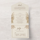 Aardse Pampas Grass Boheemse bruiloft All In One Uitnodiging (Binnen)