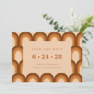 Aardse Retro 70s Geometrische Groovy Fall Wedding Save The Date