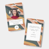 Aardse Retro Golflijnen Personeelsfoto ID Badge (Voor- en achterkant)