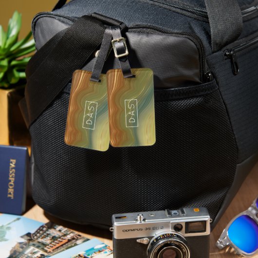 Aardse retro strata | Neutral Agaat Custom Bagagelabel (Voorkant /achterkant)