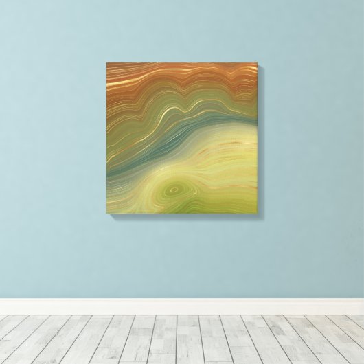 Aardse retro strata | Neutral Toon Agaat Canvas Afdruk (Insitu (Houten vloer))