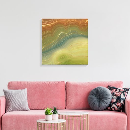 Aardse retro strata | Neutral Toon Agaat Canvas Afdruk (Insitu (Woonkamer))