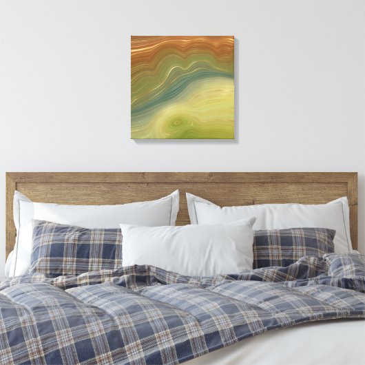 Aardse retro strata | Neutral Toon Agaat Canvas Afdruk (Insitu (Slaapkamer))