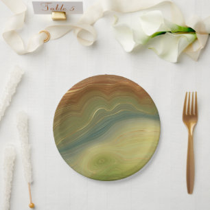 Aardse retro strata    Neutral Toon Agaat Papieren Bordje