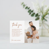Aardse Roest Huwelijksfoto Bedankt Briefkaart (Staand voorkant)
