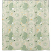 Aardse Sage Groene Douchegordijn – Boho Design (Voorkant)