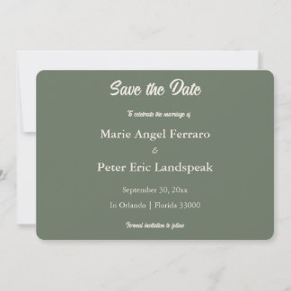 Aardse Saliegroen Minimalistische Monogram Save The Date
