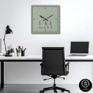 Aardse Saliegroen Organisch Modern Minimalistisch Vierkante Klok