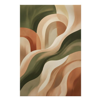 Aardse Terracotta Abstracte Wandkunst Foto Afdruk