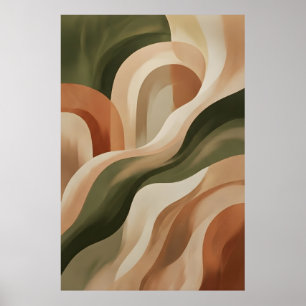 Aardse Terracotta Abstracte Wandkunst Galerij Post Poster