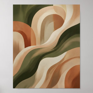 Aardse Terracotta Abstracte Wandkunst Galerij Post Poster