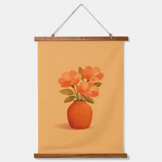 Aardse Terracotta Bloemenboeket Moderne Gouache Hangend Wandkleed