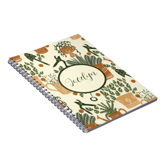 Aardse terracotta en groen Plant: Garden Lover's Notitieboek (Rechterzijde)