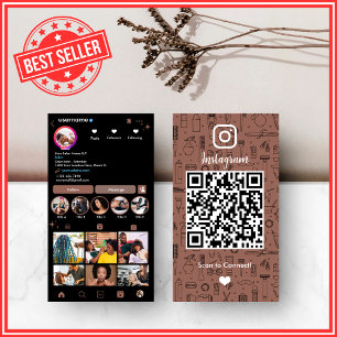 Aardse Terracotta Kapsalon Instagram QR Visitekaartje