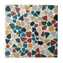 Aardse Terrazzo Mozaïek Keisteen Naadloos Patroon