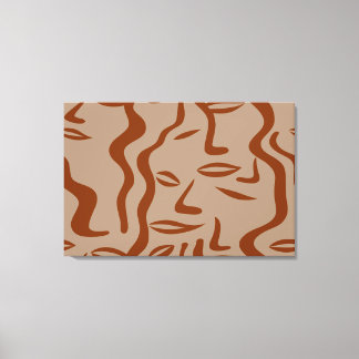 Aardse tinten Abstracte vrouwengezichten Canvas Afdruk