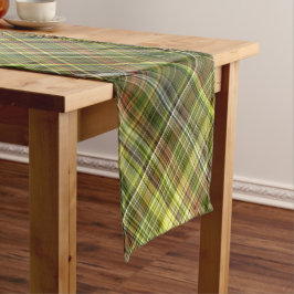 Aardse tinten Rust en Olive Plaid Korte Tafelloper