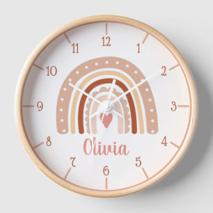 Aardse Tone Boho Rainbow Meisje Naam Wandklok