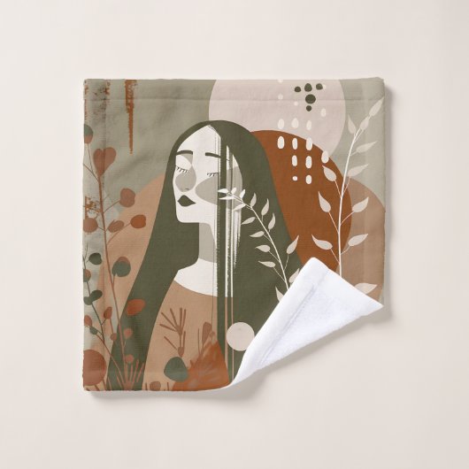 Aardse vrouwelijke bruin groen washandje (Wasdoekje)