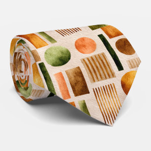 Aardse Waterverf Abstract Patroon - Boho Organic Stropdas