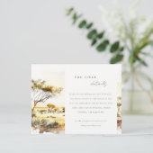 Aardse Waterverf Afrikaans Landschap Trouwdetail Informatiekaartje (Staand voorkant)