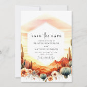 Aardse woestijn Cactus bruiloft Save The Date (Voorkant)