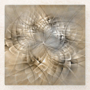Aardtinten Abstracte Moderne Fractale Kunst Textuu Glazen Onderzetter