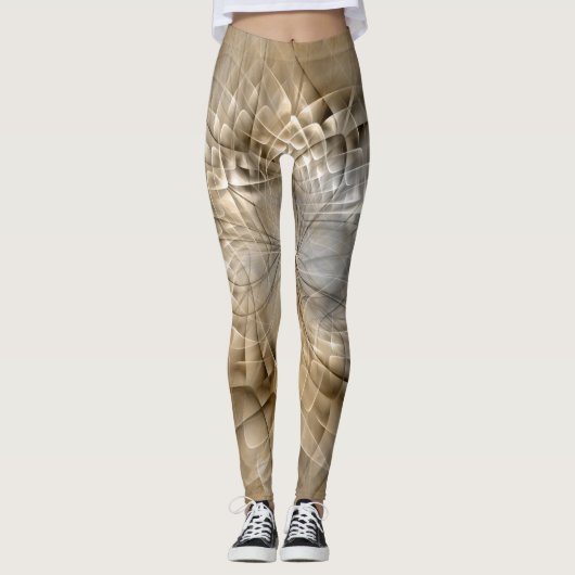 Aardtinten Abstracte Moderne Fractale Kunst Textuu Leggings (Voorkant)