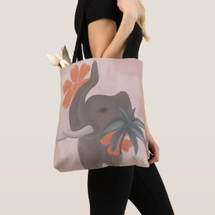 Aardtinten Olifant minimalistische kunst Draagtas