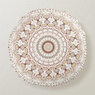 aardtoon geometrisch mandala-patroon rond kussen