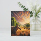 Aardvark in zonovergoten veld briefkaart (Staand voorkant)