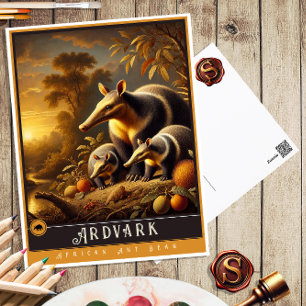 Aardvark Schattige familie Briefkaart