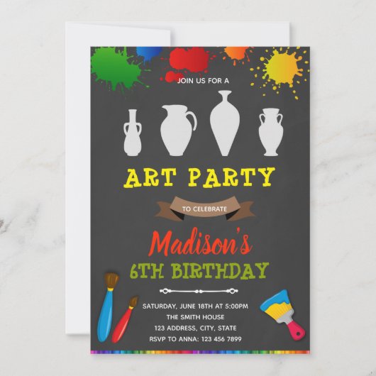 Aardwerk kunstfeest verjaardagsuitnodiging kaart (Voorkant)