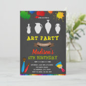 Aardwerk kunstfeest verjaardagsuitnodiging kaart (Staand voorkant)
