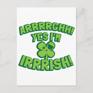 AARGHH JA, IK BEN IRISH, met een pirate SHAMROCK Briefkaart