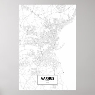 Aarhus, Denemarken (zwart op wit) Poster