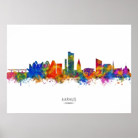 Aarhus Denmark Skyline Poster (Voorkant)
