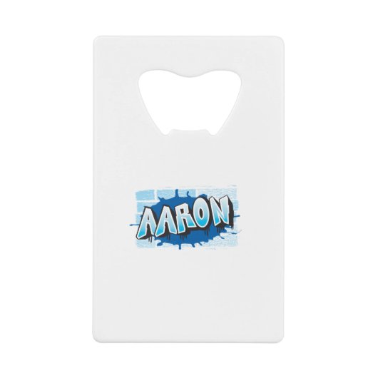 Aaron Jouw naam Graffiti Brick Wall gestileerd Kredietkaart Flessenopener (Voorkant)