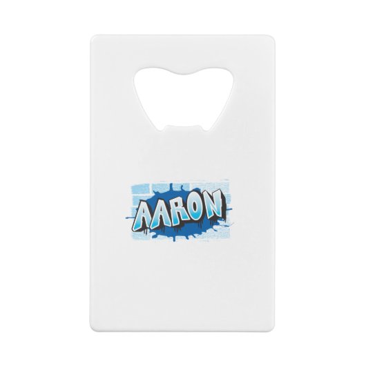 Aaron Jouw naam Graffiti Brick Wall gestileerd Kredietkaart Flessenopener (Achterkant)