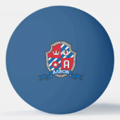 Aaron letter A eagle crest red blue Pingpongballen (Achterkant)